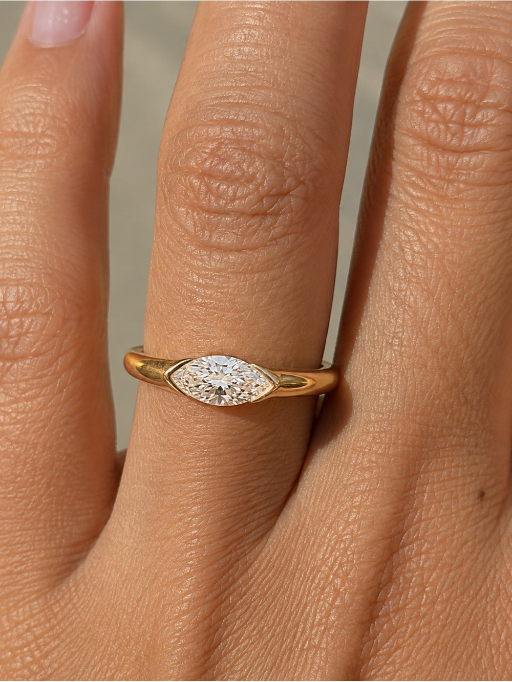 Gold Marquise Solitaire Ring D238